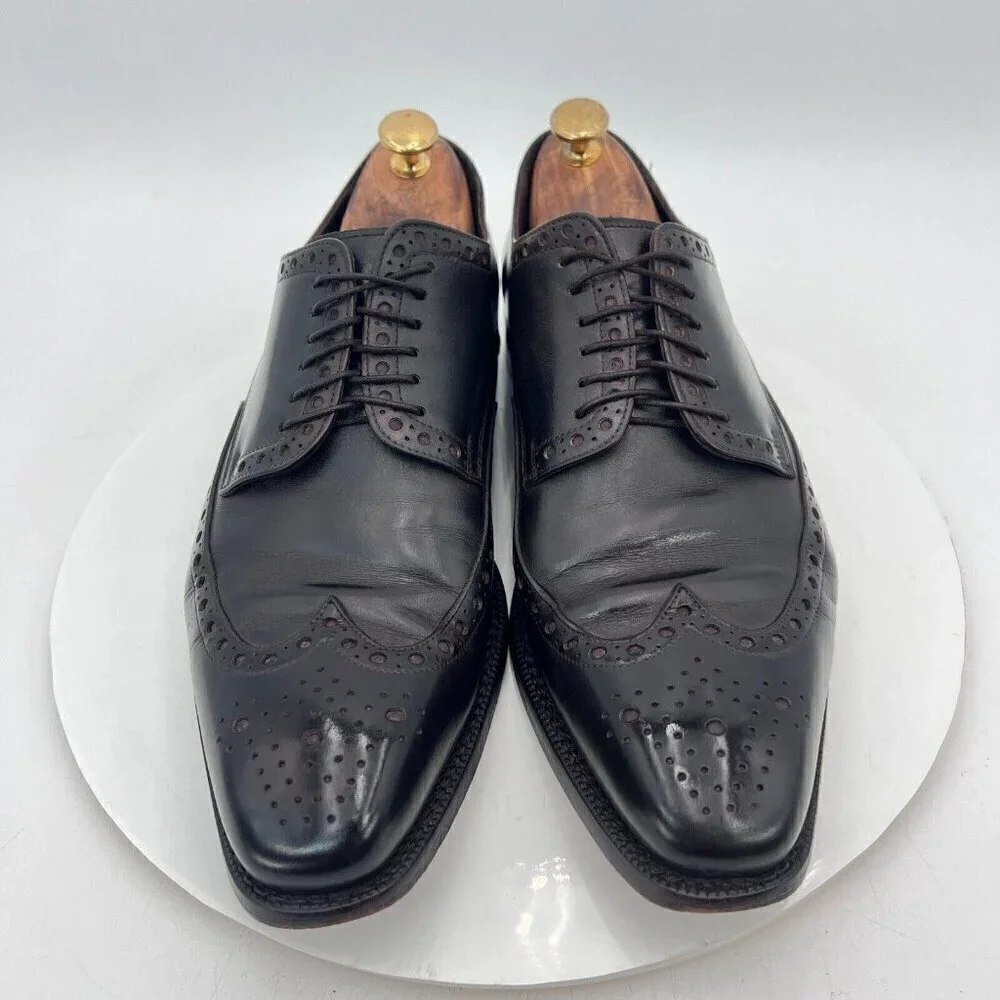 Allen Edmonds Tresana Men Size 9.5EEE Black Leather Wingtip Derby Dress Shoes